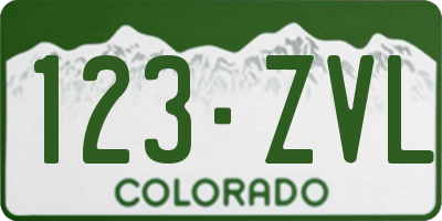 CO license plate 123ZVL