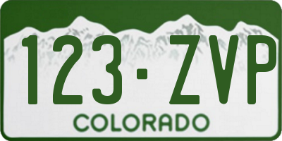 CO license plate 123ZVP