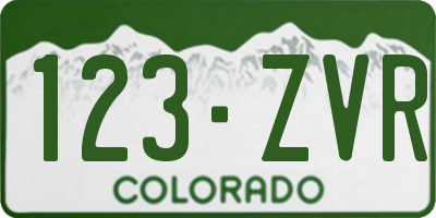 CO license plate 123ZVR