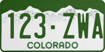 CO license plate 123ZWA