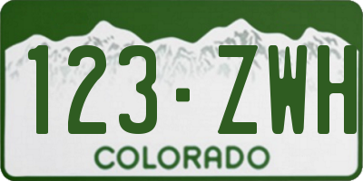 CO license plate 123ZWH