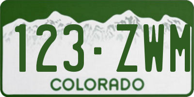CO license plate 123ZWM