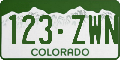 CO license plate 123ZWN