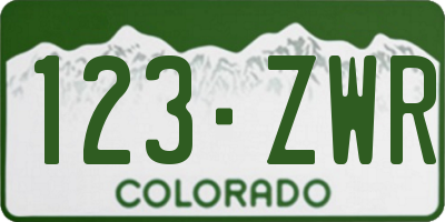CO license plate 123ZWR
