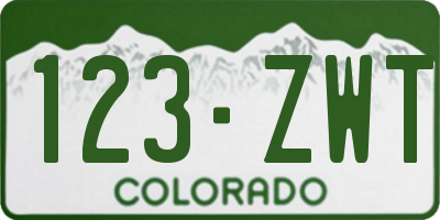 CO license plate 123ZWT