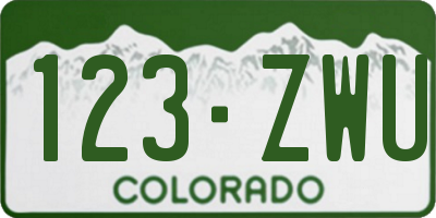 CO license plate 123ZWU