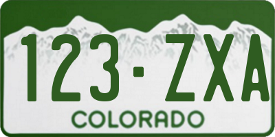 CO license plate 123ZXA