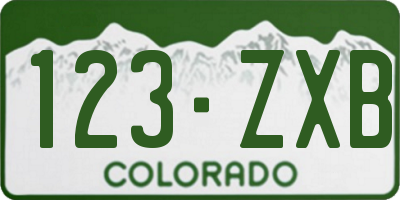 CO license plate 123ZXB