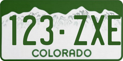 CO license plate 123ZXE