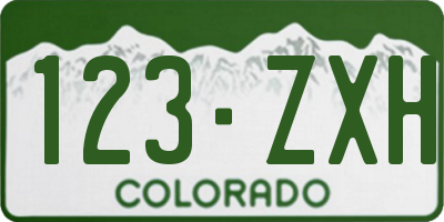 CO license plate 123ZXH