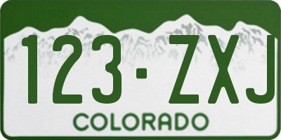 CO license plate 123ZXJ