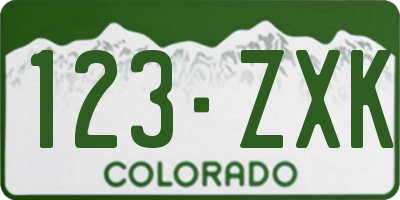 CO license plate 123ZXK