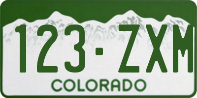 CO license plate 123ZXM