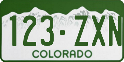 CO license plate 123ZXN