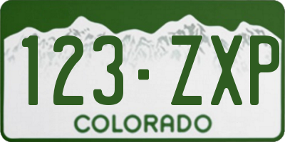 CO license plate 123ZXP