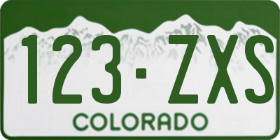 CO license plate 123ZXS