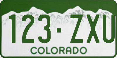 CO license plate 123ZXU
