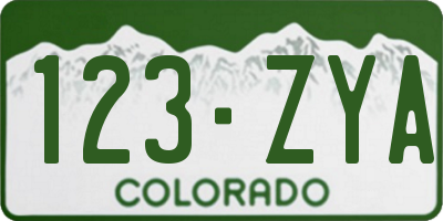 CO license plate 123ZYA