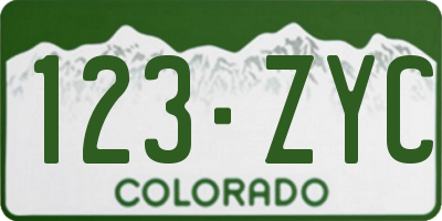 CO license plate 123ZYC