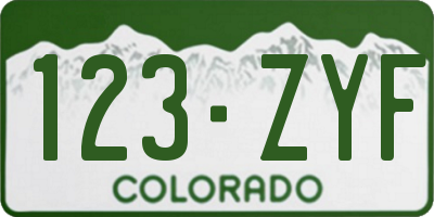 CO license plate 123ZYF