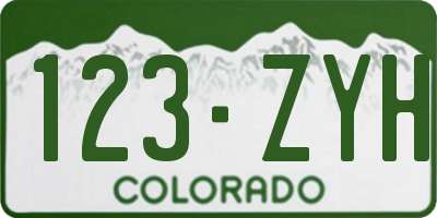 CO license plate 123ZYH