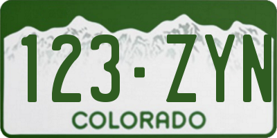 CO license plate 123ZYN