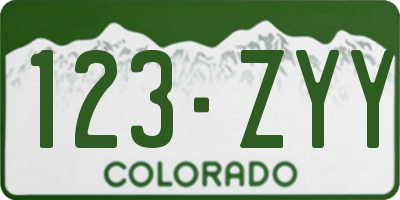 CO license plate 123ZYY