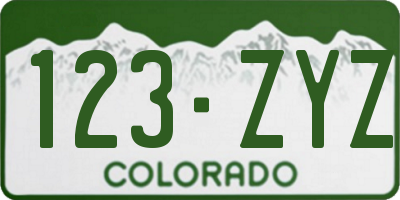 CO license plate 123ZYZ