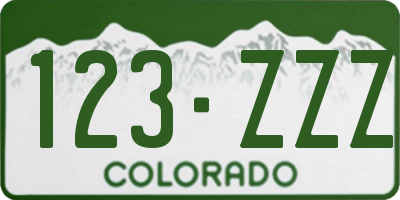 CO license plate 123ZZZ