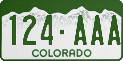 CO license plate 124AAA