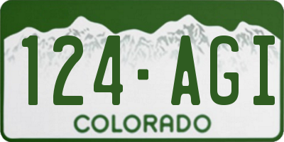 CO license plate 124AGI