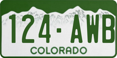 CO license plate 124AWB
