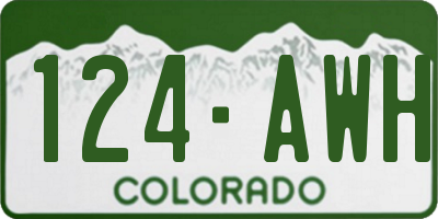 CO license plate 124AWH