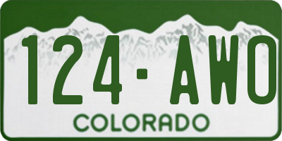 CO license plate 124AWO