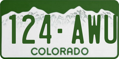 CO license plate 124AWU