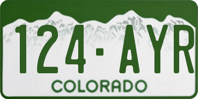 CO license plate 124AYR