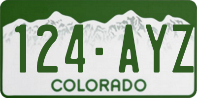 CO license plate 124AYZ