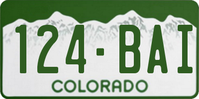 CO license plate 124BAI
