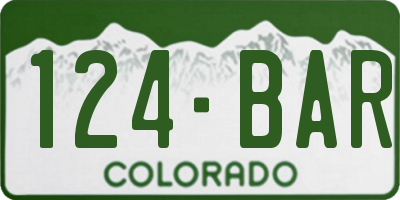 CO license plate 124BAR