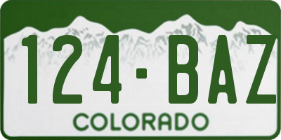 CO license plate 124BAZ