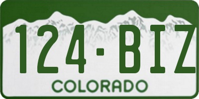 CO license plate 124BIZ