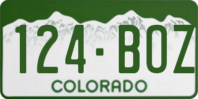 CO license plate 124BOZ