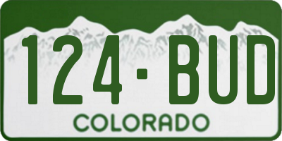 CO license plate 124BUD