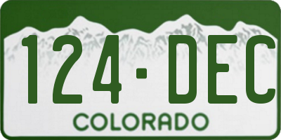 CO license plate 124DEC