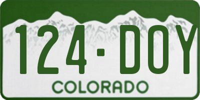 CO license plate 124DOY