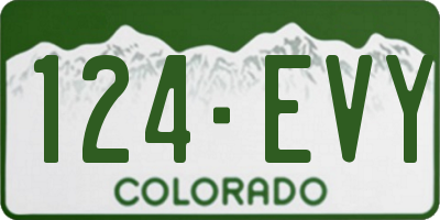 CO license plate 124EVY