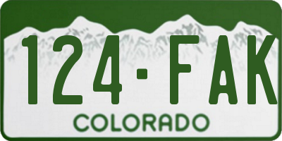CO license plate 124FAK