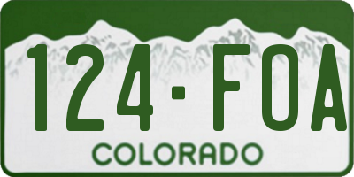 CO license plate 124FOA