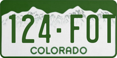 CO license plate 124FOT