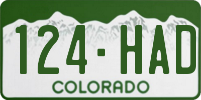 CO license plate 124HAD